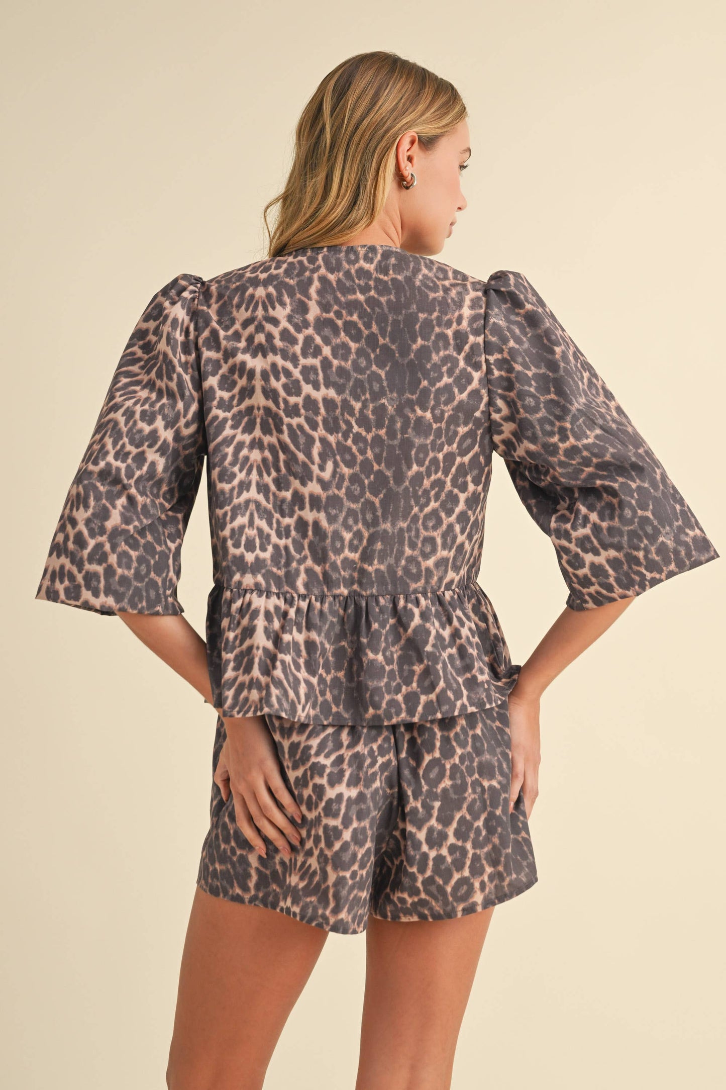 Leopard Tie Shirt + Shorts Set