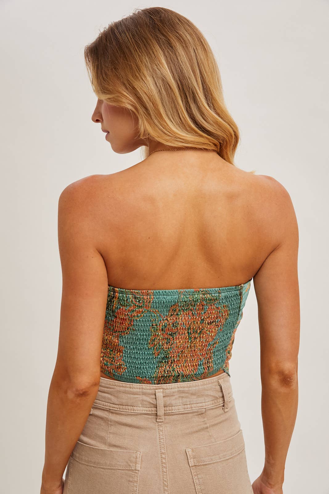 Vanilla Satin Tube Top Paisley