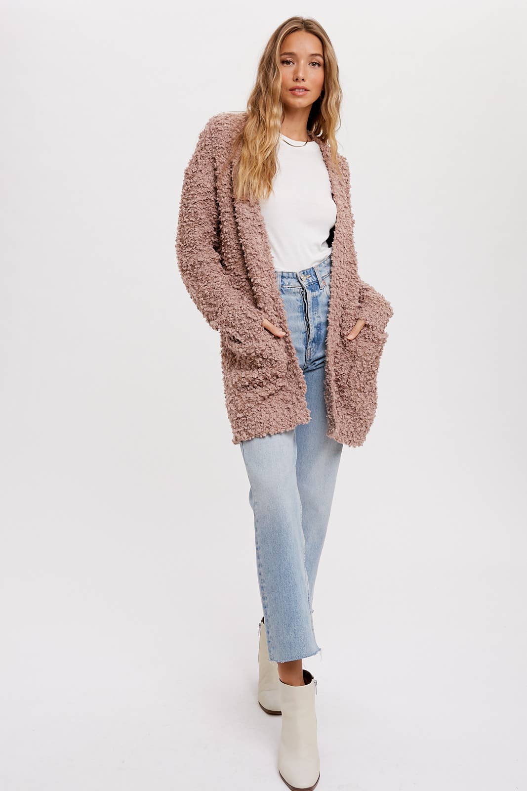 Fluffy Open Front Cardigan