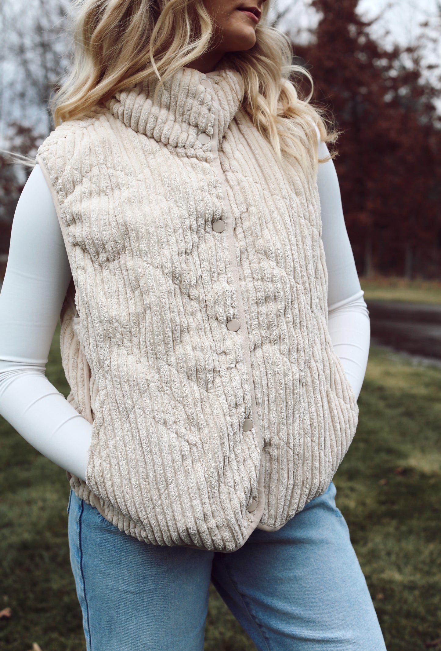 Quilted Corduroy Buttoned Vest