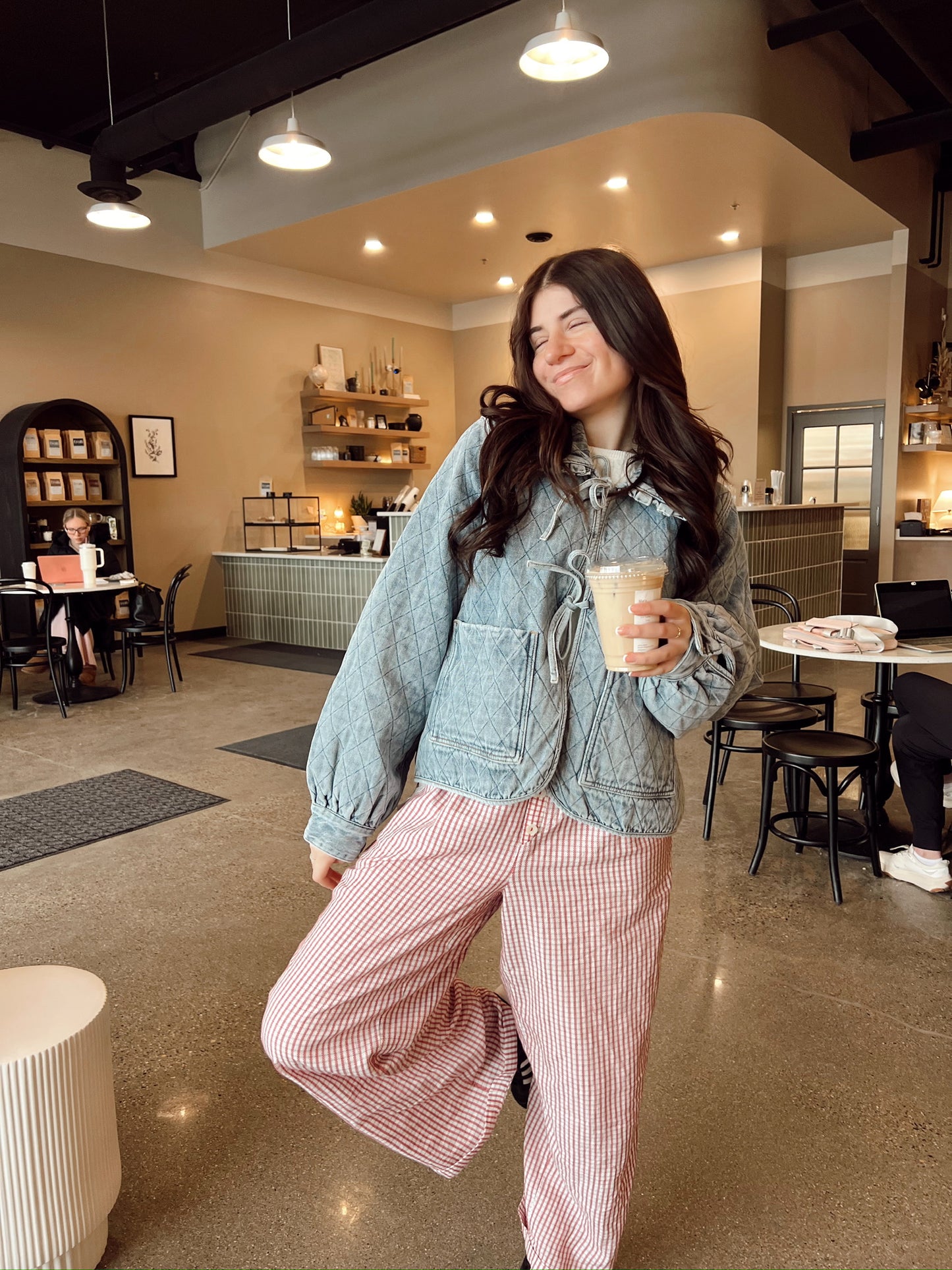 Quilted Denim Tie Jacket
