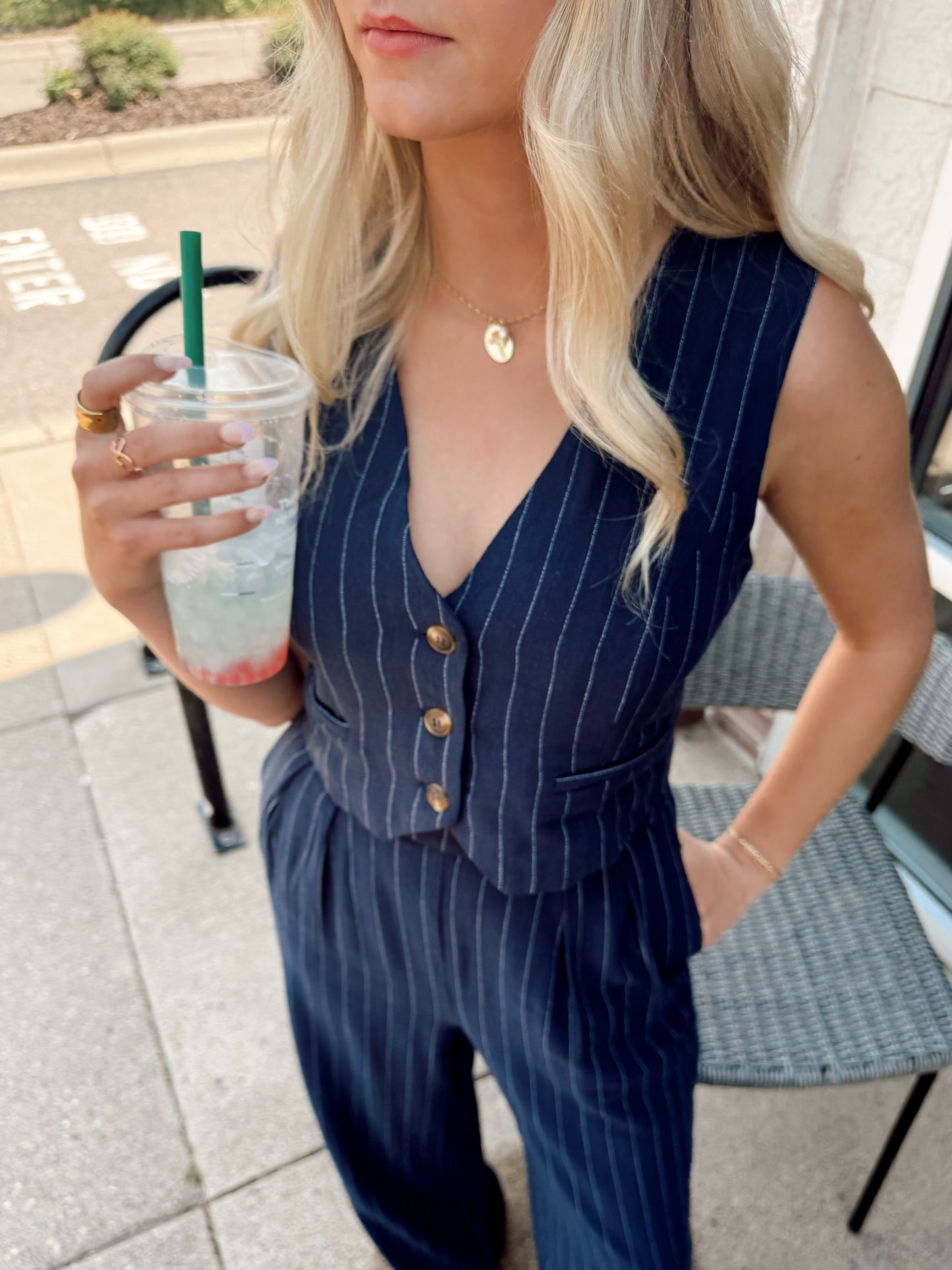Pin Striped Vest and Trouser Pants Set