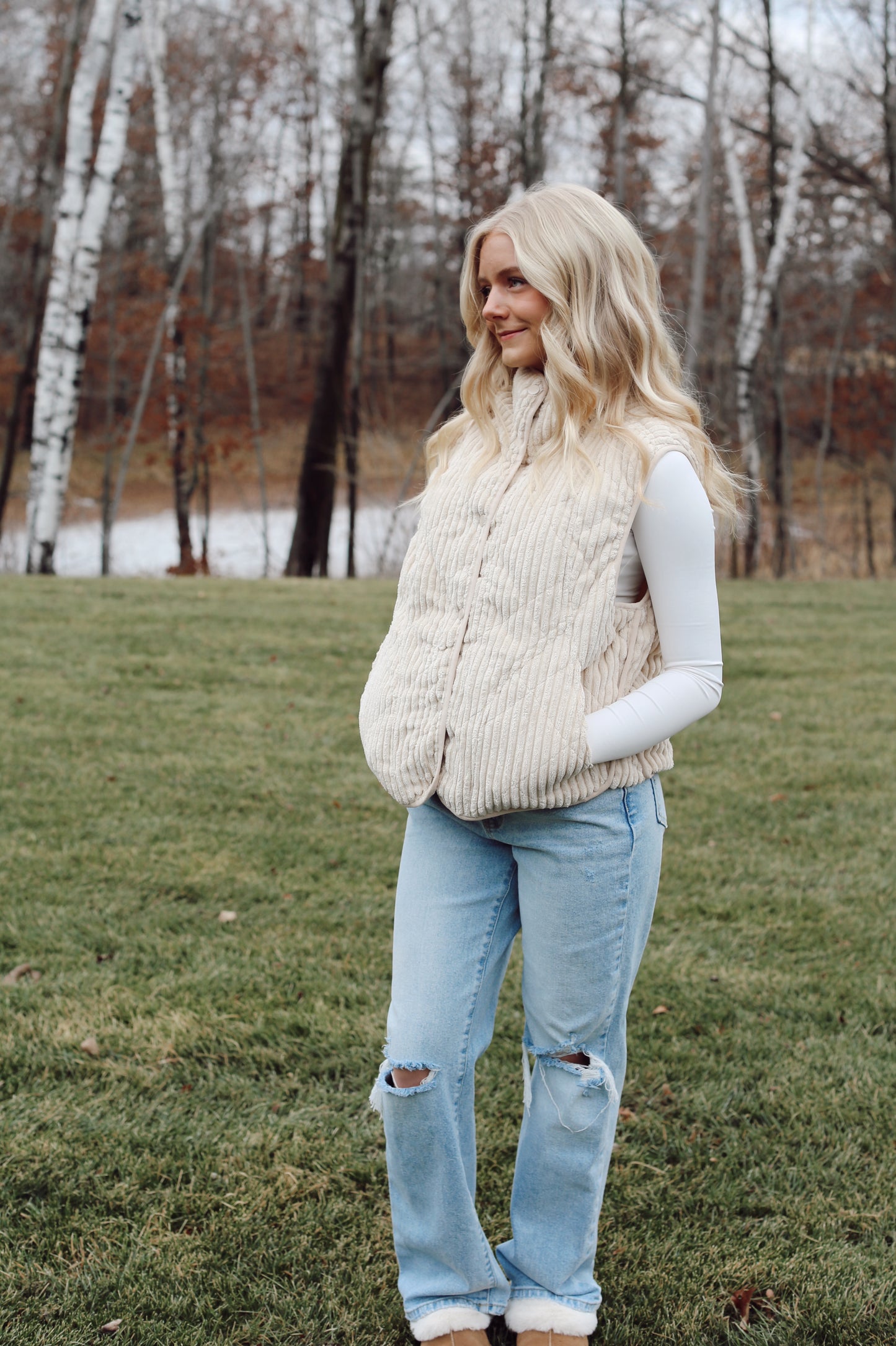 Quilted Corduroy Buttoned Vest