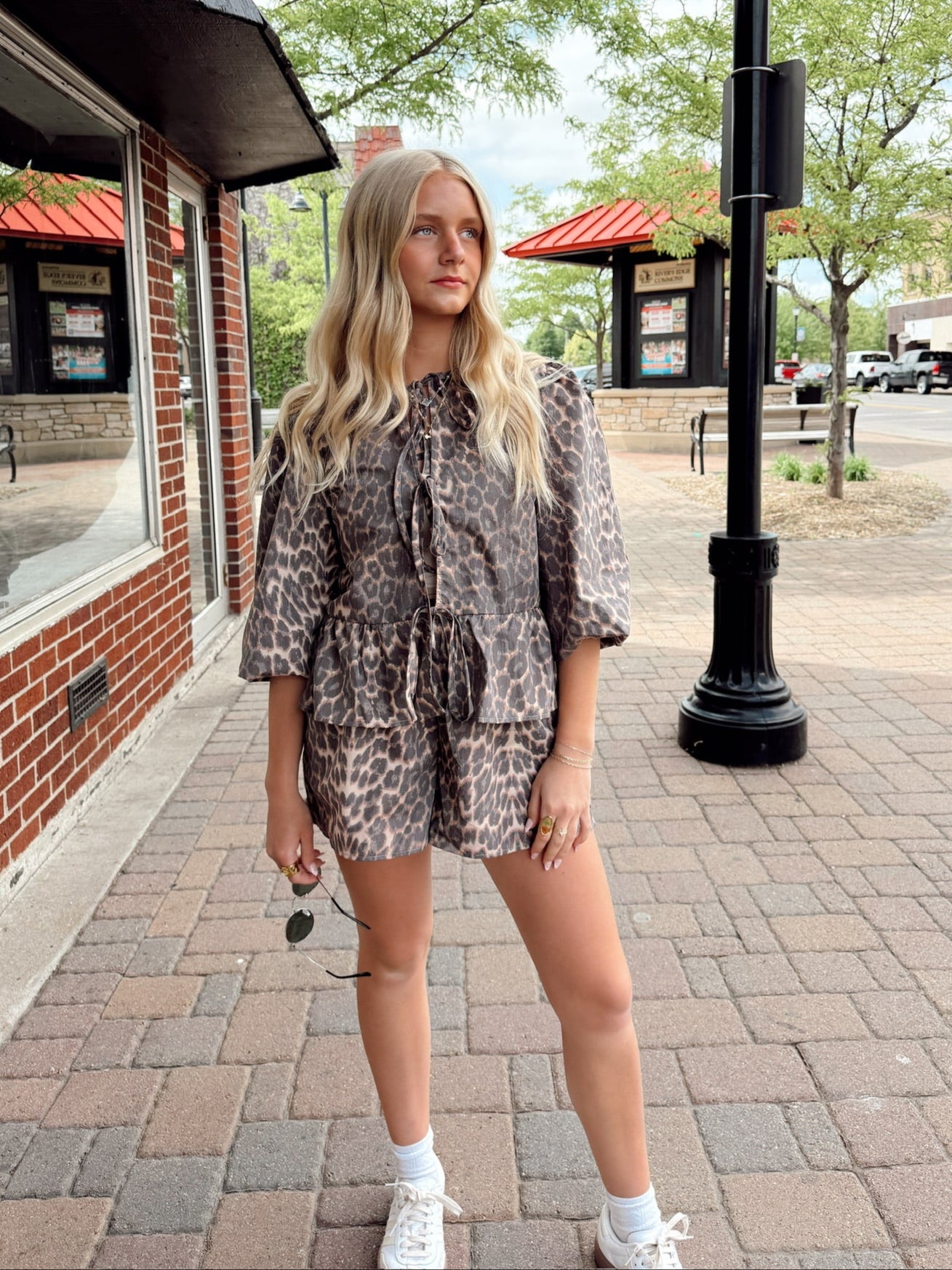 Leopard Tie Shirt + Shorts Set