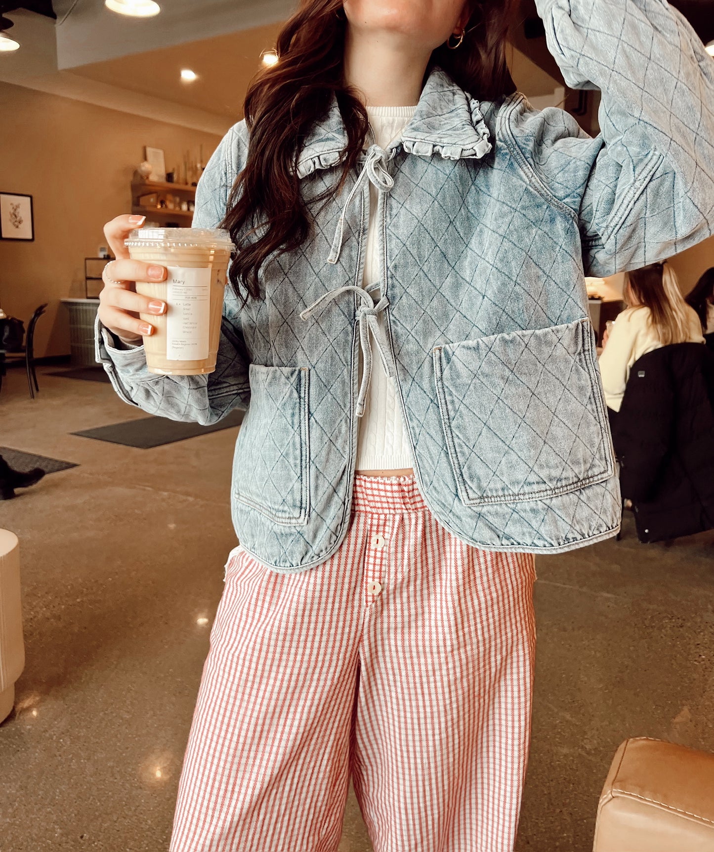 Quilted Denim Tie Jacket