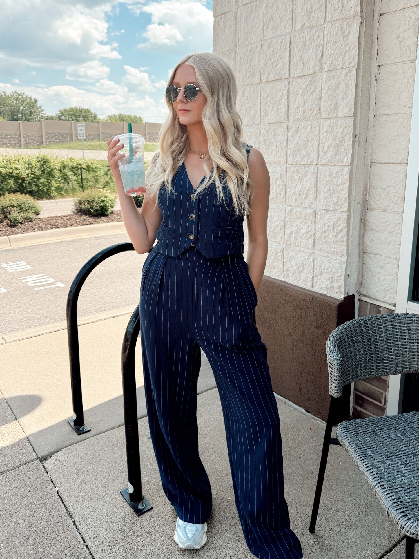 Pin Striped Vest and Trouser Pants Set