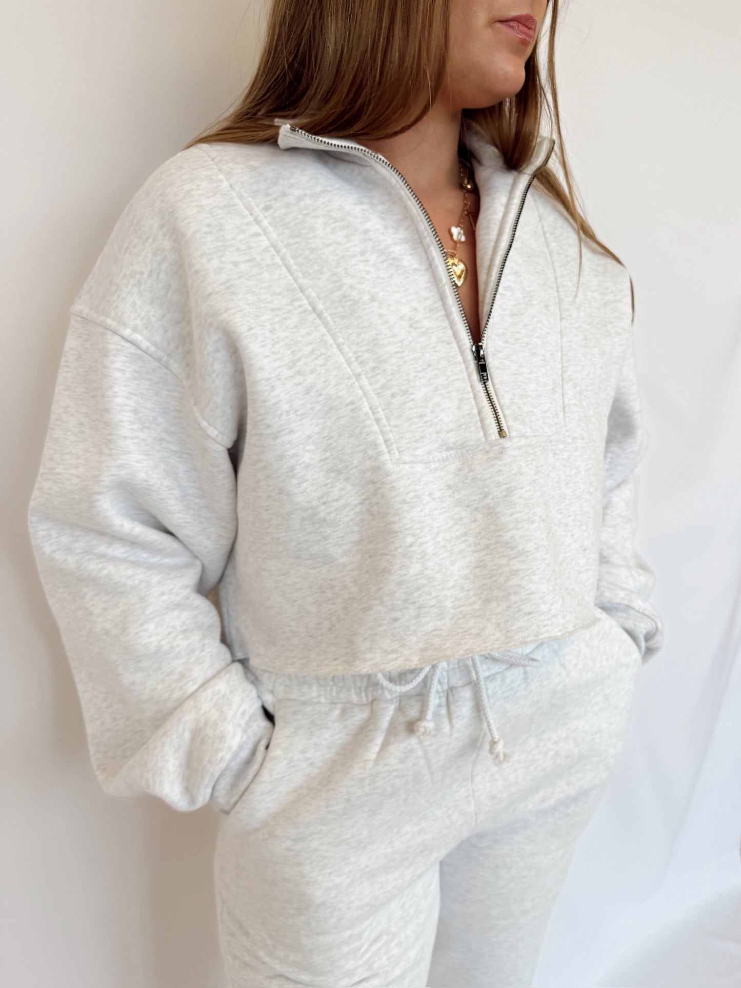 Cropped 1/2 Zip Sweatshirt