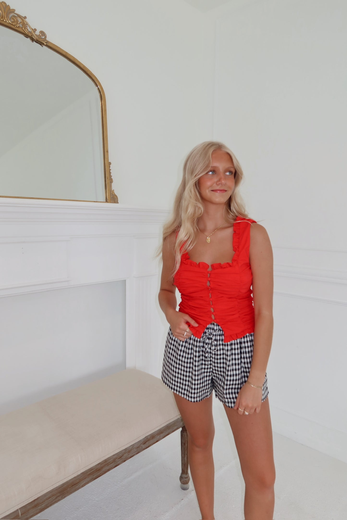 Red Ruffle Edge Tank