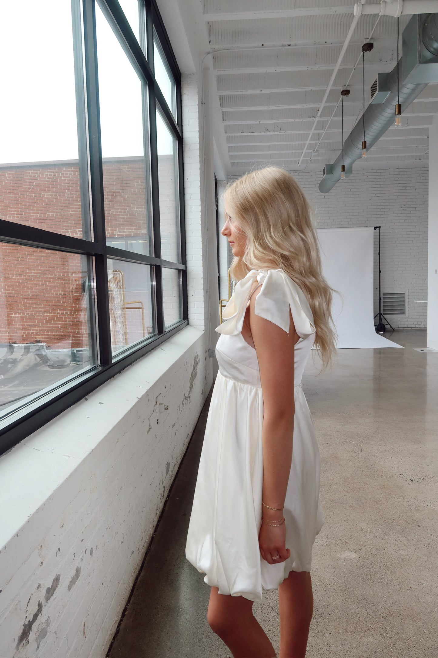 Satin Babydoll Shoulder Tie Dress