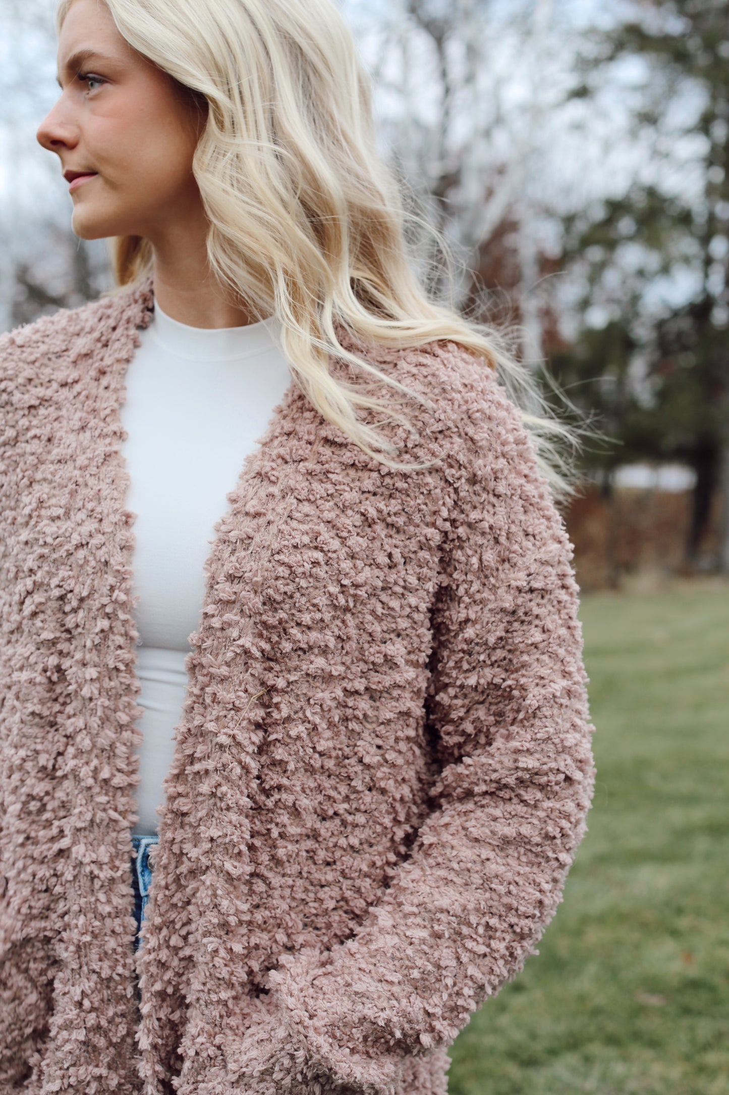 Fluffy Open Front Cardigan