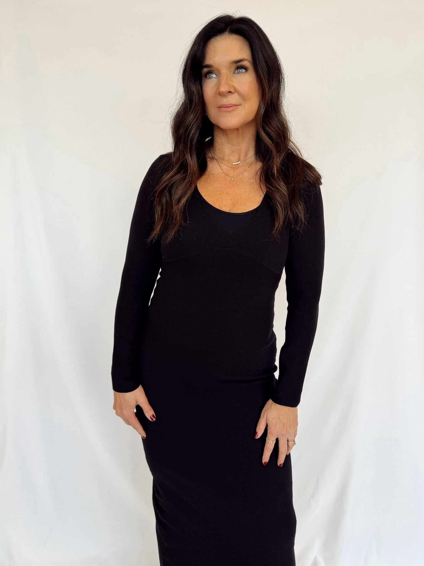 Black Knit Midi Dress