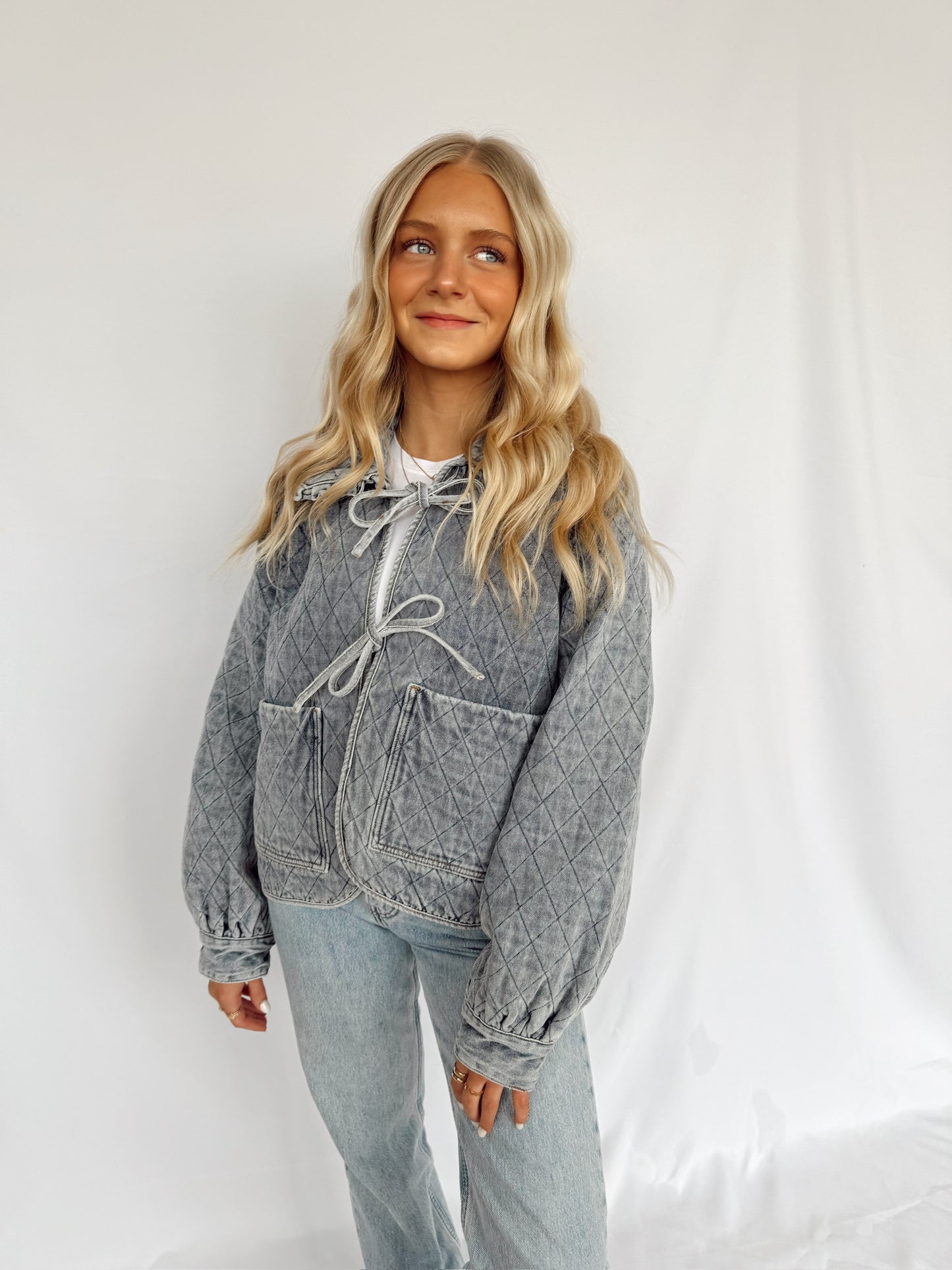 Quilted Denim Tie Jacket
