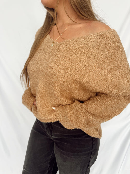 Slouchy Teddy V-Neck Sweater