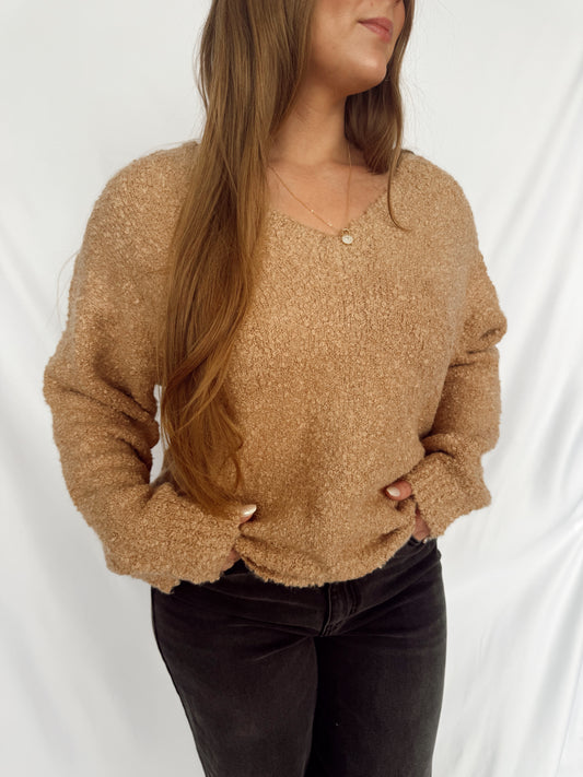 Slouchy Teddy V-Neck Sweater