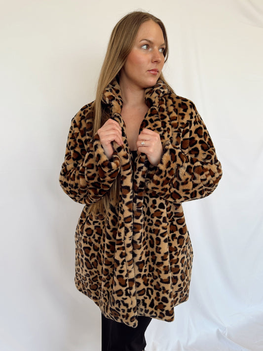 Leopard Print Fuzzy Coat